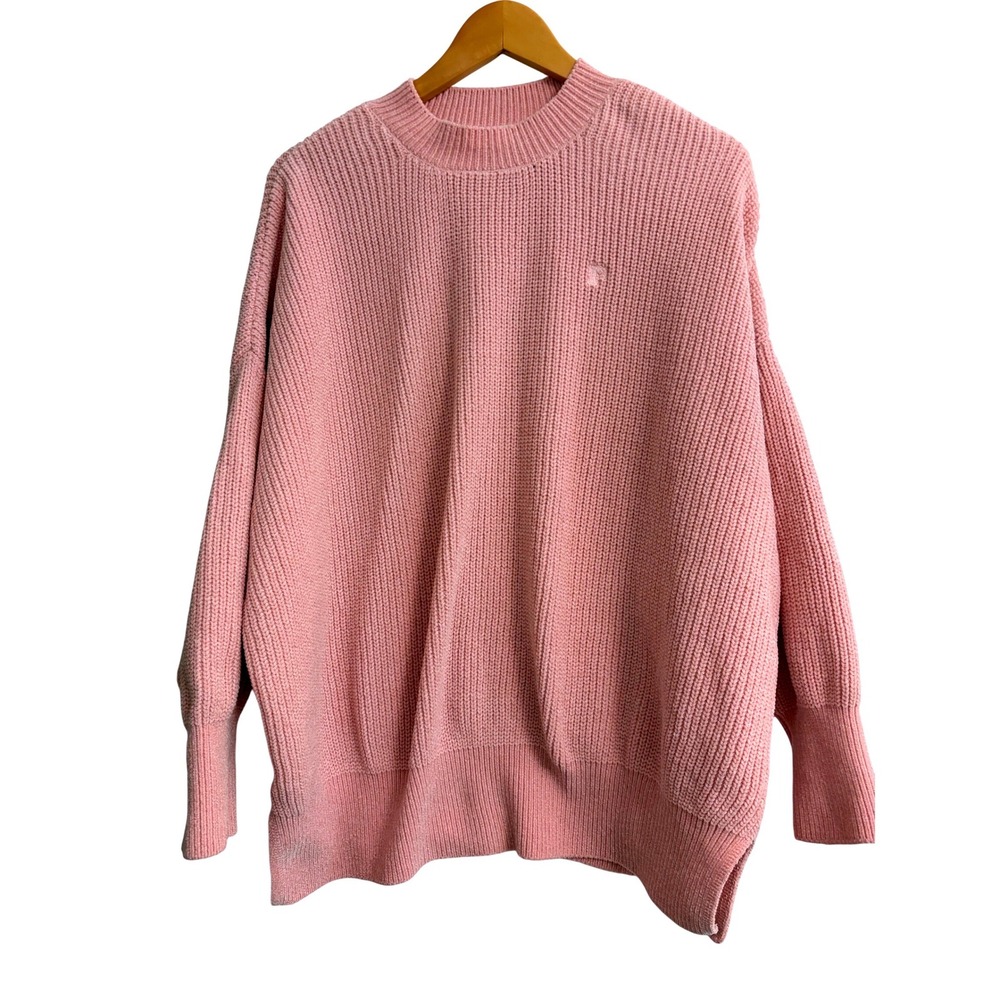 PINK Victoria's Secret Sweater Medium Cozy Pink Chenille Knit Oversized Ribbed